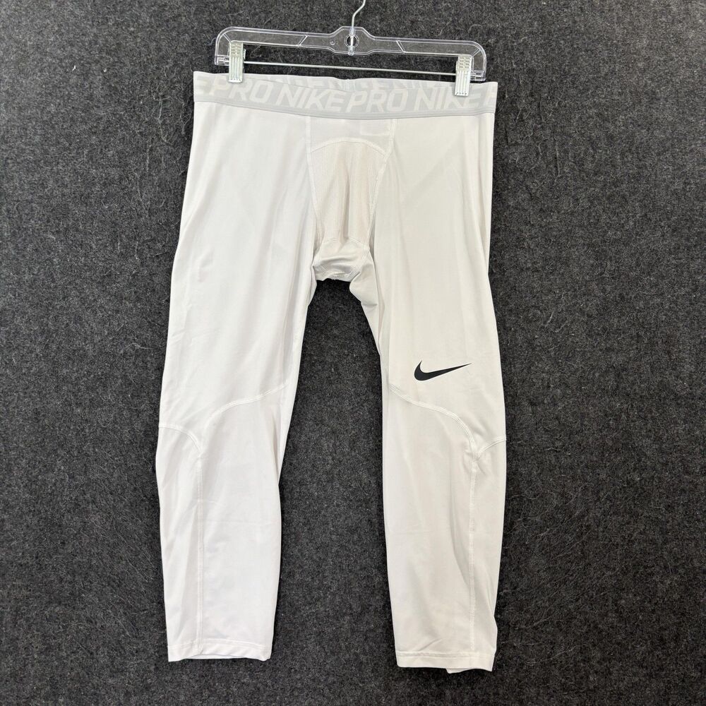 Nike Pro Compression Leggings Men's XL White Dri-FIT Running Gym 838055-100